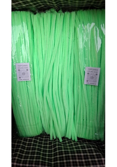 30 Cm A043 Yeşil Kod Şönil - Tüylü Hobi Çubuğu 100 Lü Paket