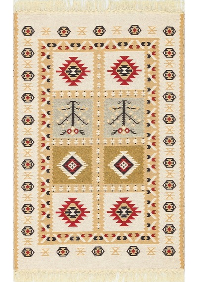 Red Yıkanabilir Çift Taraflı Modern Desenli Dokuma Kilim