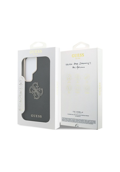 Galaxy Uyumlu S26 Ultra Kılıf Guess Lisanslı Grained Yazı Ve 4g Büyük Metal Logolu Kapak Siyah Siyah