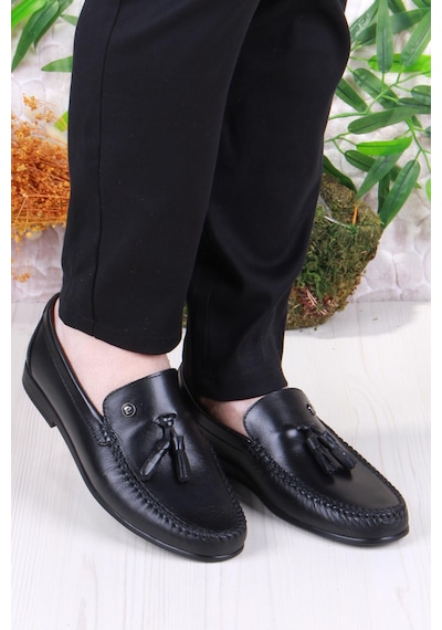 Pierre Cardin 25101 Siyah Hakiki Deri Erkek Babet Loafer Erkek Ayakkabı Siyah