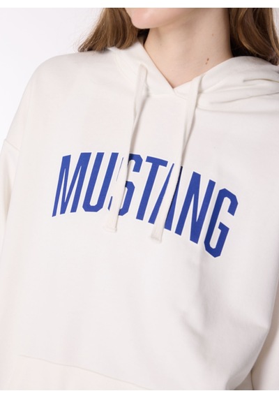 Mustang Ekru Kadın Kapüşon Loose Fit Baskılı Sweatshirt M4wl-swt-1890