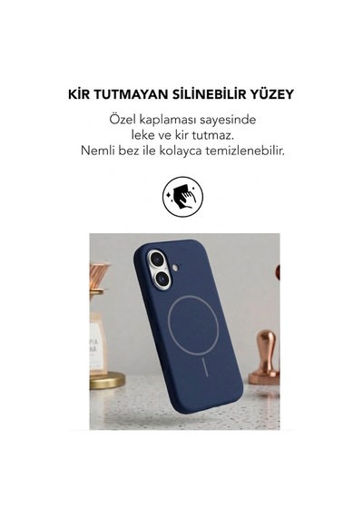 Apple İphone 16 Uyumlu Magsafe Lansman Silikon Kılıf Lacivert