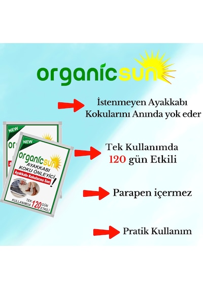 Organicsun 5'li Paket Ayakkabı Koku Önleyici Giderici Toz