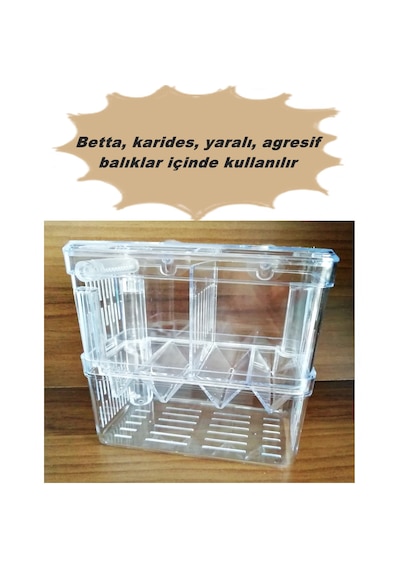 Çok Fonksiyonlu Çift Bölmeli Akvaryum Balık Yavruluğu Akvaryum Yavruluk 13.5 x 7.5 x 14 CM