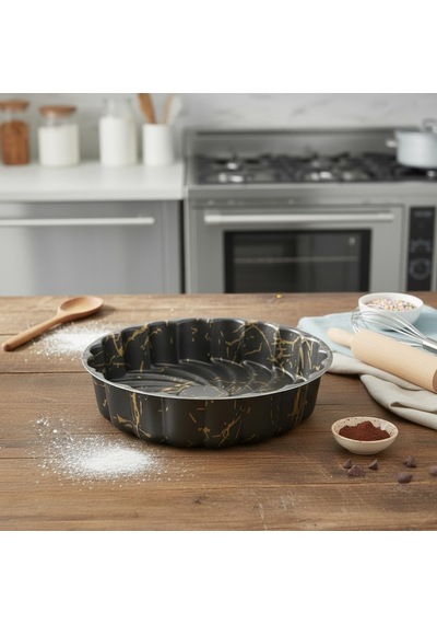 Papilla Desert Paşa Yuvarlak Kek Kalıbı 27x6 Cm - İzmir Desenli Yanmaz Yapışmaz Granit Efektli Tart Ve Turta Kalıbı Çok Renkli