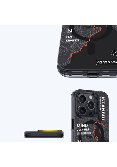 Apple Uyumlu iPhone 15 Pro Kılıf Magsafe Şarj Özellikli Benks City Serisi Kapak Siyah - Turuncu