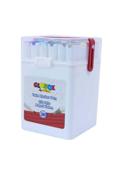 Globox Twin Marker Set Çift Uçlu Keçeli Kalem 36 Renk Plastik Çantalı