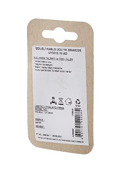 Tek-iş İzoleli Kablo Ucu Yk Dın46228 Uy3015 10 Adet, Gümüş/siyah