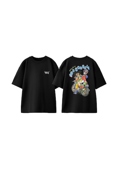 Thewert Dragon Ball Motor Tasarım Sırt Baskılı Pamuk Siyah Oversize T-shirt