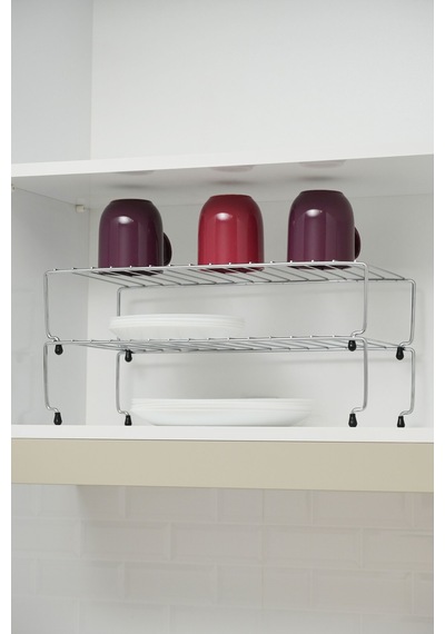 Genişletilebilir Krom Raf Dolap İçi Organizer Mutfak Ve Banyo Düzenleyici Büyük Boy Metal Gri Tr Diğer