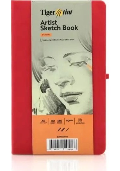 Tigertint Eskiz Defteri Sert Kapak 90gr. A5 80 Yaprak Kırmızı