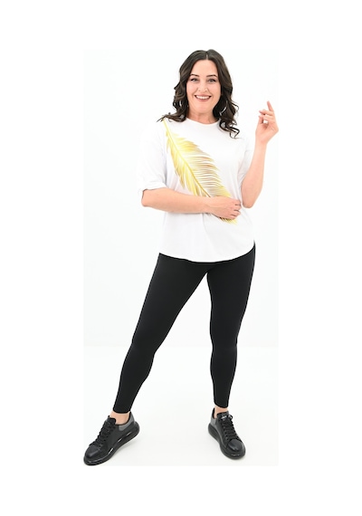Kadın Büyük Beden Baskı Detaylı T-shirt 1773-2-24 001