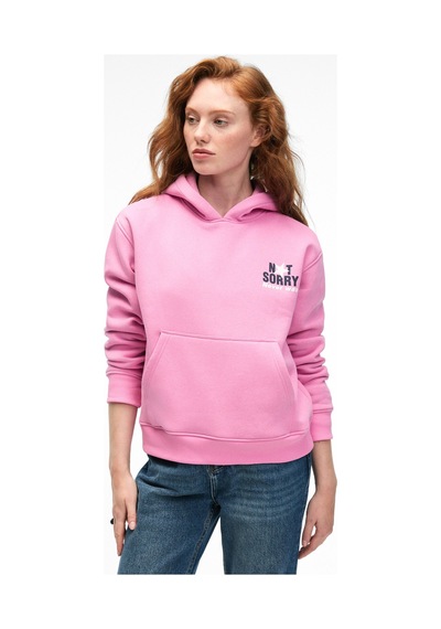 Grımelange YUMEA Kadın Oversize Kapüşonlu Baskılı Pembe Sweatshirt