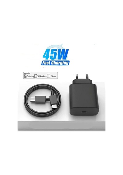 Samsung Galaxy Uyumlu Süper Fast Charge Pd 45w Şarj Kiti Adaptör + Kablo Siyah - 658700221