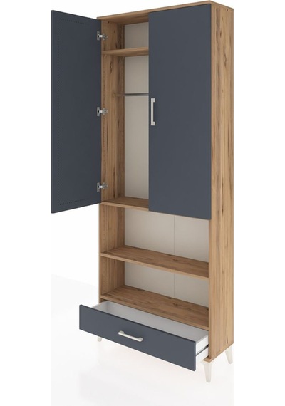 Arges Dolap 4 Raflı Tek Çekmeceli Tek Askılı 88x30x221 Çam-an... Çam