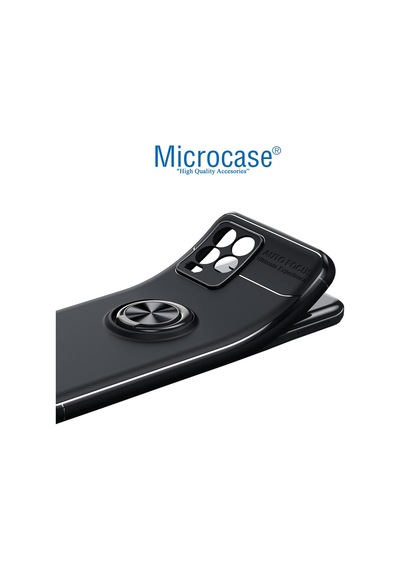 Realme 8 Focus Yüzük Standlı Silikon Kılıf - Siyah