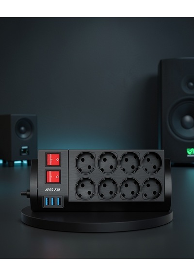 Akım Korumalı 8 Priz 3 Usb Uzatma Kablosu 2 Metre Uczzz8lipriz-2 Belirtilmemiş