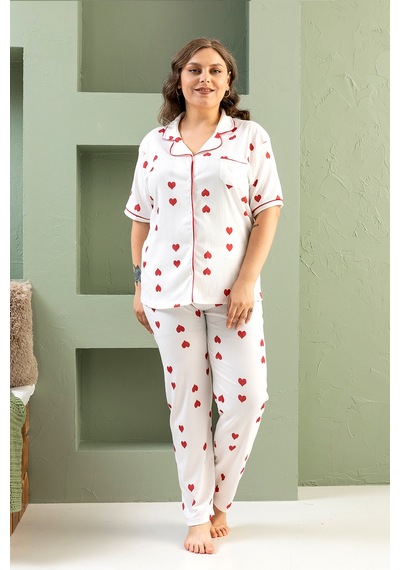Nisanca Kısa Kol Gömlek Yaka Kadın Pinterest Pijama Takımı - Mevsimlik Kadın Pijama- Büyük Beden Bordo Nisanca Kısa Kol Gömlek Yaka Kadın Pinterest Pijama Takımı - Mevsimlik Kadın Pijama- Büyük Beden Bordo