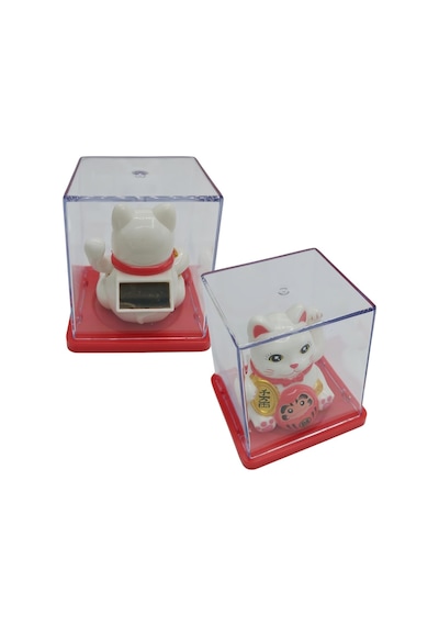 Maneki Neko El Sallayan Mini Şans Kedisi Beyaz Solar Güneş Enerjili 5x5cm S1byz01