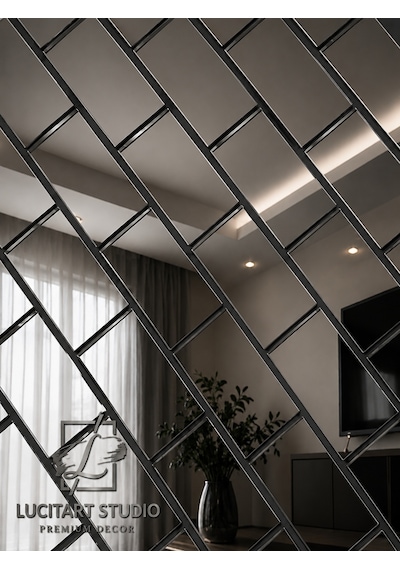 Lucitart 30 Adet 10cmx5cm Tuğla Desenli Aynalı Pleksi Kendinden Yapışkanlı Dekoratif Duvar Aynası 9 Renk Seçeneği Füme