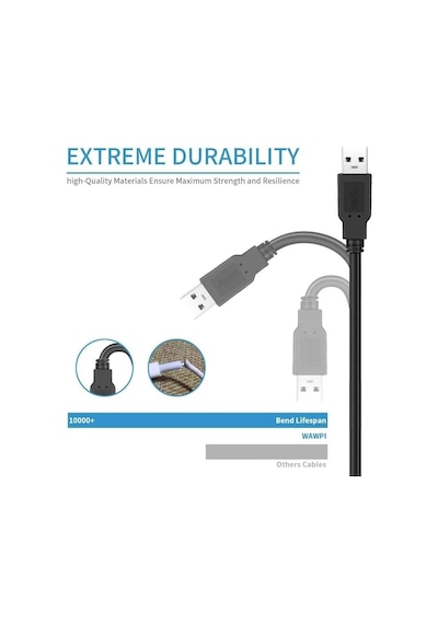 Lexroo Px-usb05 0.5 Metre Usb To Usb Erkek Kablo, 50 Cm Usb-a Erkek Erkek Bağlantı Kablosu Standart