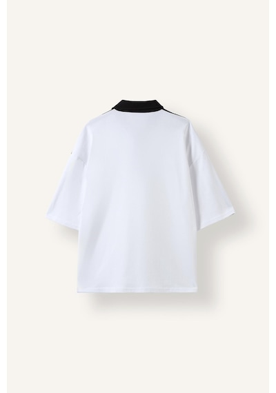 Defacto Loose Fit Polo Yaka Şerit Detaylı Kısa Kollu Tişört H4427ax26auwt34 Beyaz-wt34