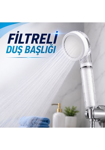 Filtreli Duş Başlığı Şeffaf Gövdeli Yüksek Basınçlı Duş Başlığı Gri