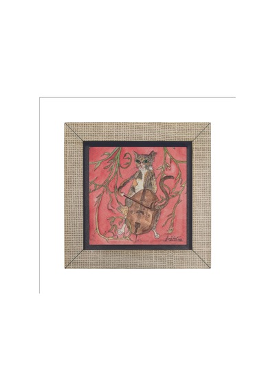 Çello Çalan Kedi Baskılı Mdf Magnet 7x7 82