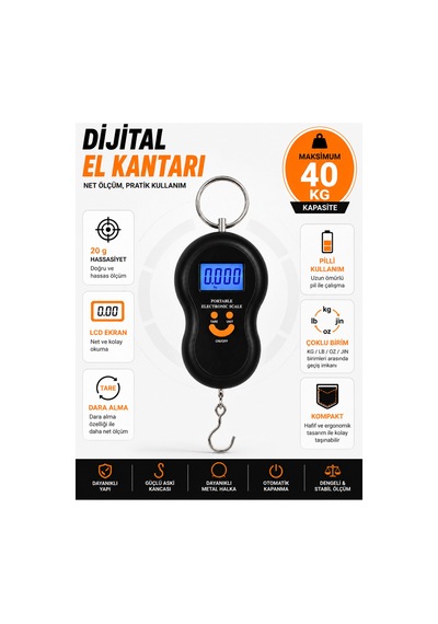 Dmx4220 Dijital El Kantarı 40 Kg Lcd Ekranlı Hassas Taşınabilir Elektronik Kantar