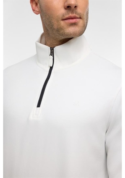 Süvari Beyaz Regular Düz Yarım Balıkçı Yaka Sweatshirt Beyaz