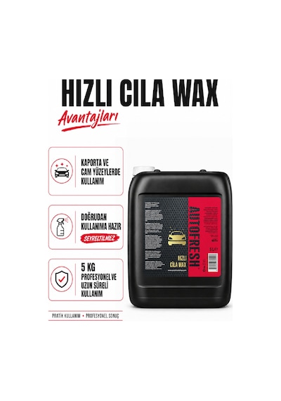 Autofresh Hızlı Cila Seramik Etkili Oto Parlatıcı Koruyucu Carnuaba Wax 5 Kg