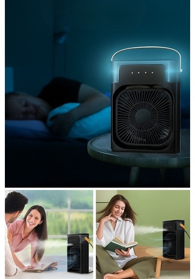 Plentiful Taşınabilir 3 Farklı Mod Ayarlı 7 Farklı Led Işıklı Sulu Soğutmalı Taşınabilir Masaüstü Usb Fan Vantilatör