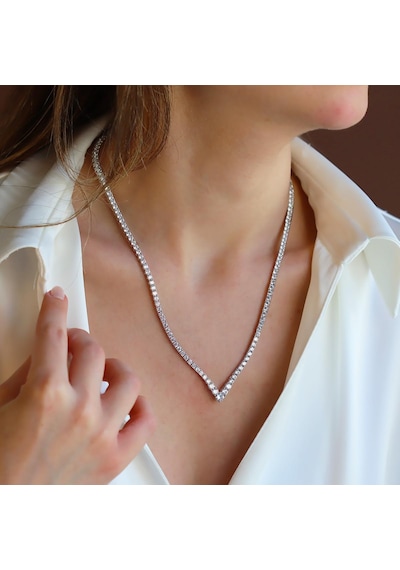 V Su Yolu 3mm Gümüş Kolye Gümüş