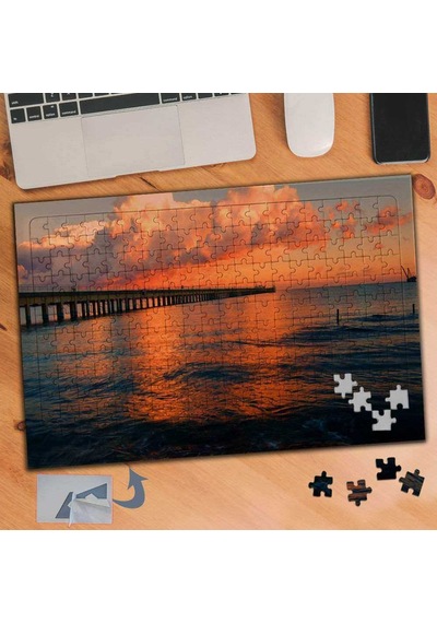 Gün Batımı Sahil İskelesi Manzarası 240 Parça Puzzle Yapboz Tablo-019
