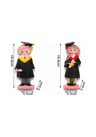Lüks Polyester Mezun Öğrenci Biblo 2 Li Set 20 Cm Dekoratif Reçine Heykel Yeni Mezun & Okul Hediyesi