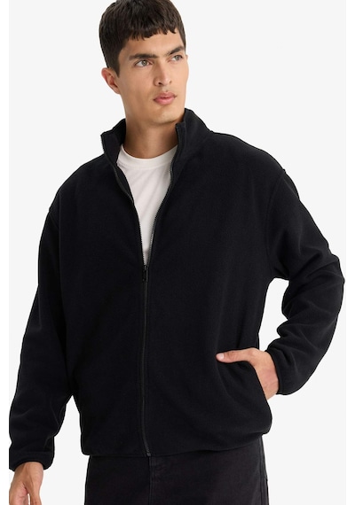 Defacto Relax Fit Yarım Balıkçı Yaka Fermuarlı Polar Hırka F0446ax25aubk81 Siyah-bk81