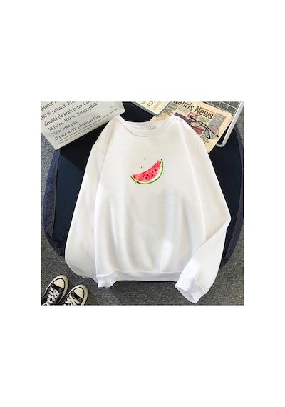 Tarzsokak Beyaz Unisex Sonbahar Kapşonlu Karpuz Grafik Baskı Harajuku Öğrenci Kawaii Beyaz Büy Tarzsokak Beyaz Unisex Sonbahar Kapşonlu Karpuz Grafik Baskı Harajuku Öğrenci Kawaii Beyaz Büy