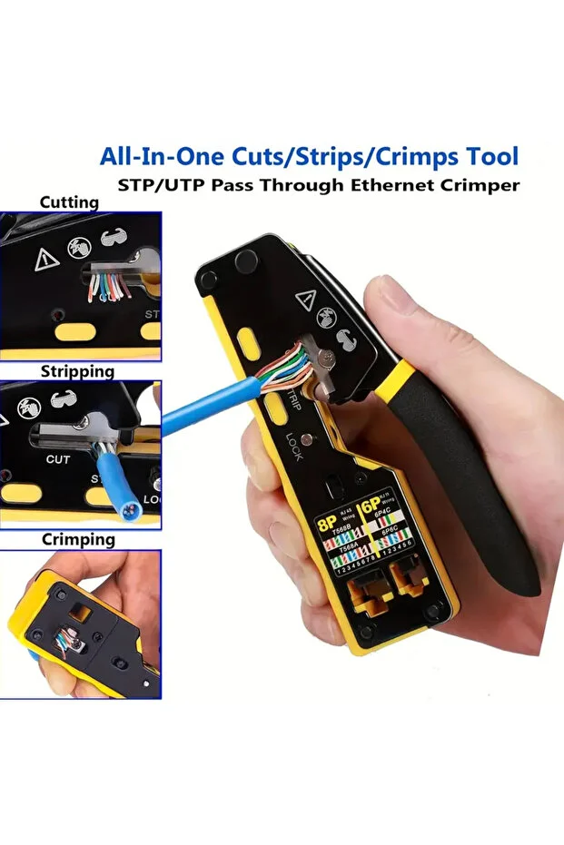 Yeni Nesil Ez Rj45 Ağ Crimper Çok İşlevli Ethernet Sıkma Pensesi Kesme/şerit Rj11/cat5e/6 Utp Stp + Yedek Bıçak  Network Aksesuarı