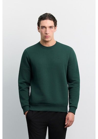 Avva Erkek Koyu Yeşil Bisiklet Yaka 3 İplik Şardonlu -5 Dereceye Dayanıklı Regular Fit Sweatshirt A62y1291