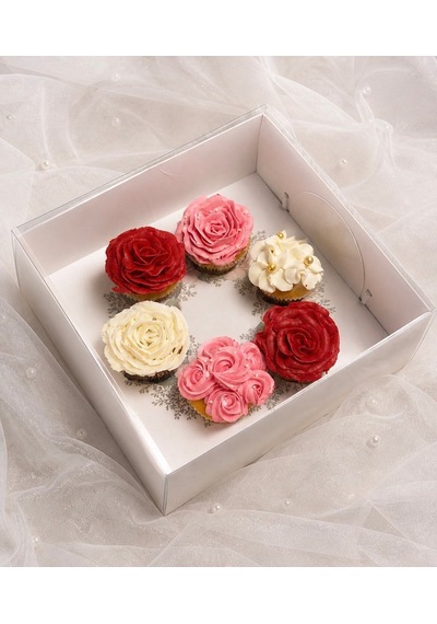 Çelenk Desenli 6 Lı Cupcake Kutusu 25x25x10