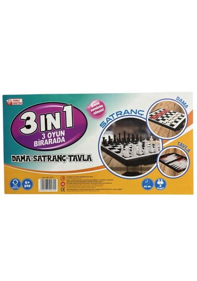 3 Oyun 1 Arada Satranç, Tavla Ve Dama Kutu Oyunu