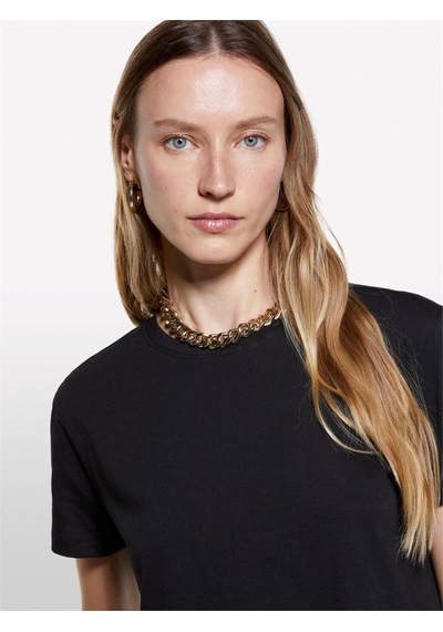 Sisley Pamuk Bisiklet Yakalı T-shirt Kadın Siyah T-shirt - 325a3ı1xl101s