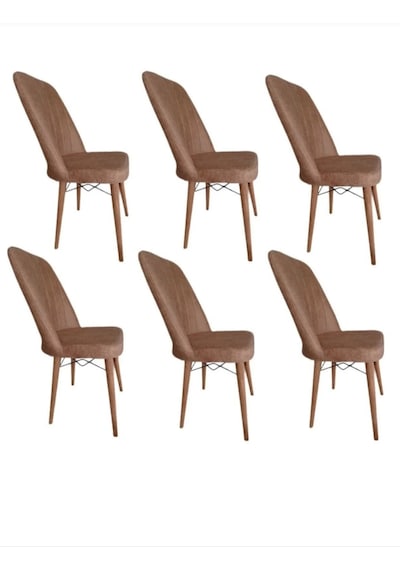 6 Kişilik Takım Mutfak Salon Sandalye Kahverengi