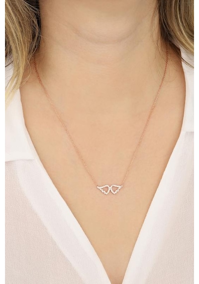 Beyaz Taşlı Melek Kanadı Gümüş Kolye Rose Gold