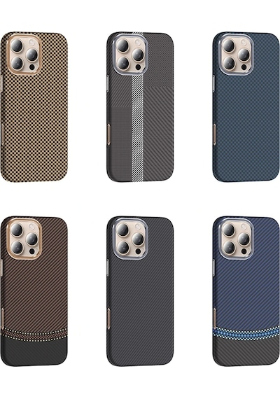 Apple Uyumlu iPhone 16 Pro Max Kılıf Magsafe Şarj Özellikli Karbon Fiber Görünümlü Redclick Gros Kapak Gri-siyah
