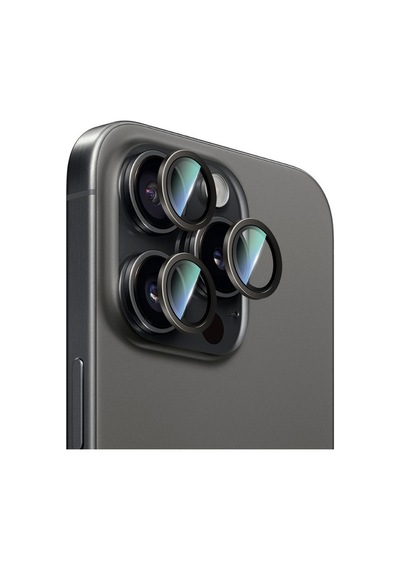 Apple Uyumlu   iPhone 16 Pro Caseworld Alloy Serisi Oleofobik Anti Reflective Kamera Lens Koruyucu Siyah