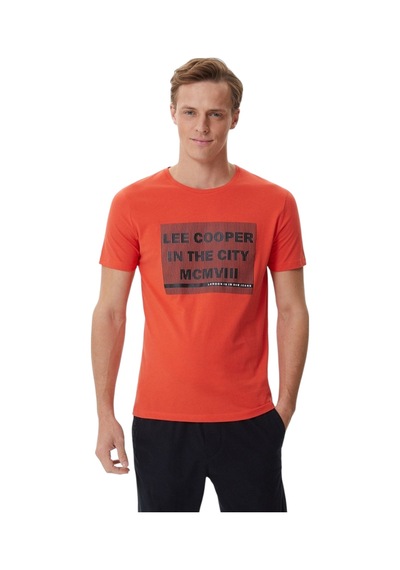 Lee Cooper Patrice Erkek O Yaka T-shirt Mercan Mercan