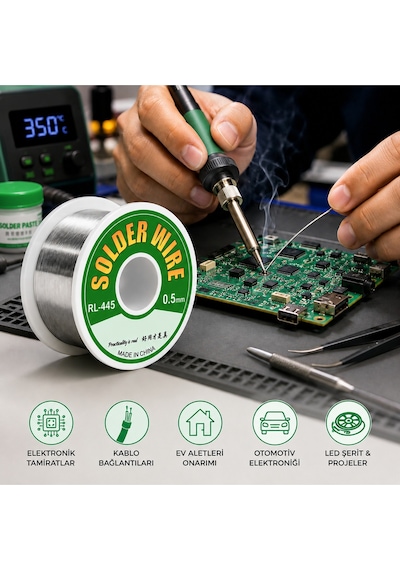 Rl-445 0.5 Mm İnce Lehim Teli Hassas Elektronik Ve Cep Telefonu Anakart Tamir Lehimi
