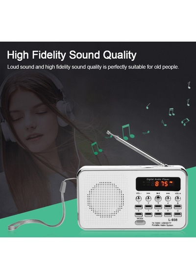 Xindoker "l-938 Taşınabilir Fm Radyo & Mp3 Çalar - Yüksek Ses Kalitesi, Usb/sd Kart Desteği, Kulaklık Çıkışı"
