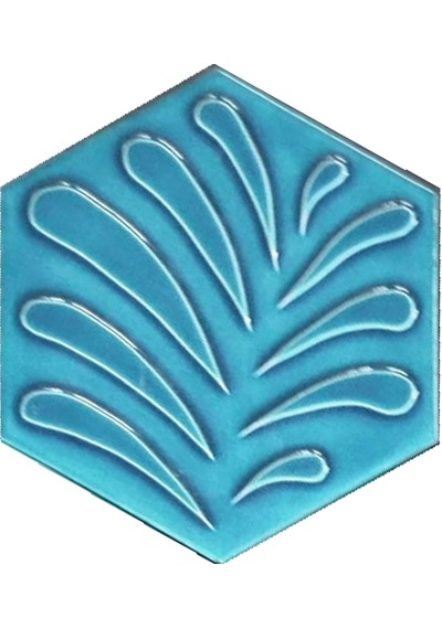 Armada Çini 15x17 Cm Yaprak Turkuaz Altıgen Çini Karo